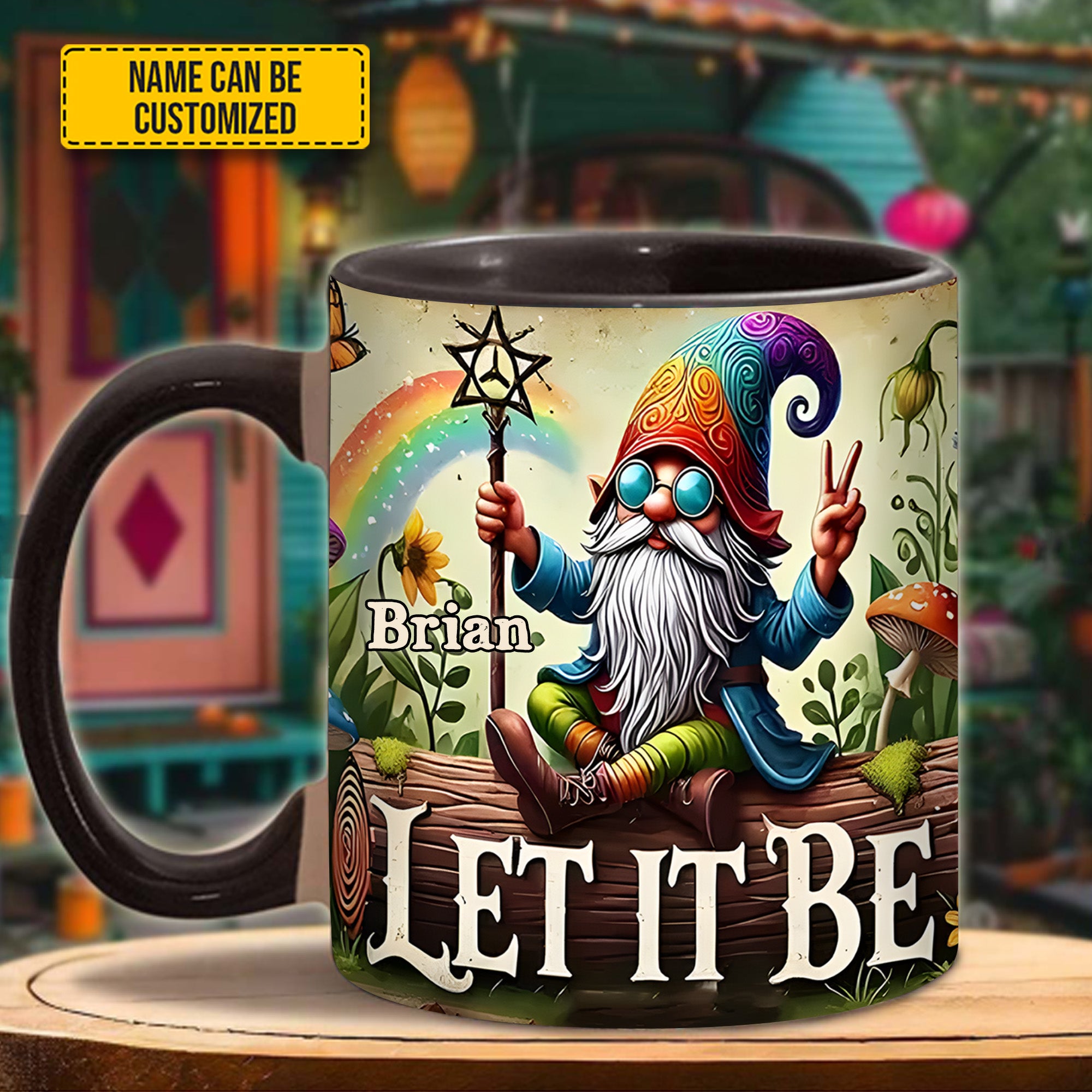 Personalized Hippie Accent Mug Let It Be Gnome Gifts For Hippie Boyfriend - Image 4
