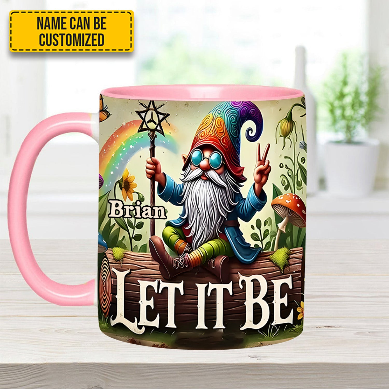 Personalized Hippie Accent Mug Let It Be Gnome Gifts For Hippie Boyfriend - Image 12