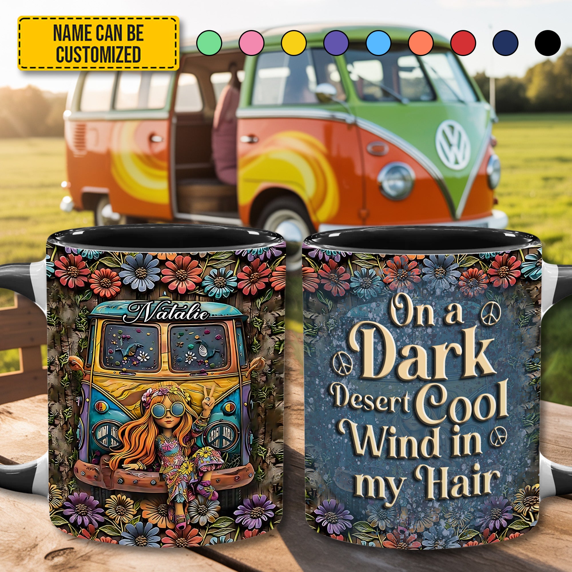 Personalized Hippie Accent Mug On A Dark Desert Hippie Present Ideas - Image 4