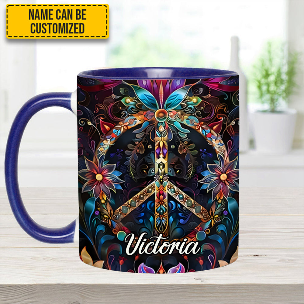 Personalized Hippie Accent Mug Peace & Love Symbol Hippie Gifts Ideas For Her - Image 9