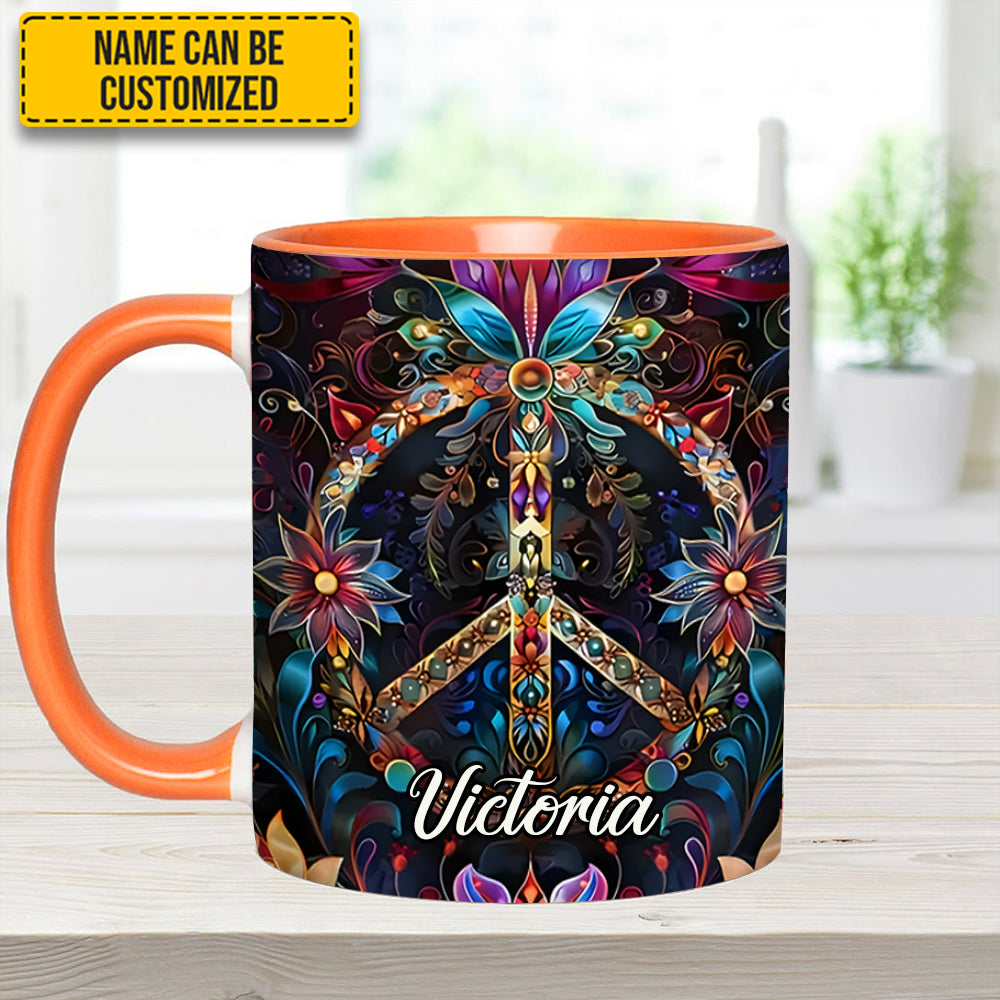 Personalized Hippie Accent Mug Peace & Love Symbol Hippie Gifts Ideas For Her - Image 10