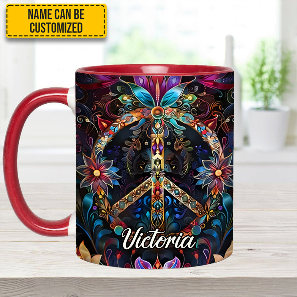 Personalized Hippie Accent Mug Peace & Love Symbol Hippie Gifts Ideas For Her - Image 6