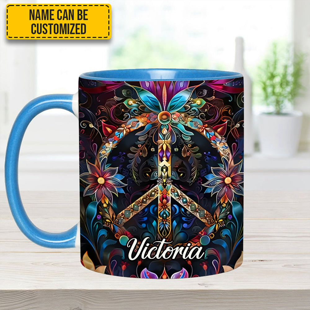 Personalized Hippie Accent Mug Peace & Love Symbol Hippie Gifts Ideas For Her - Image 8
