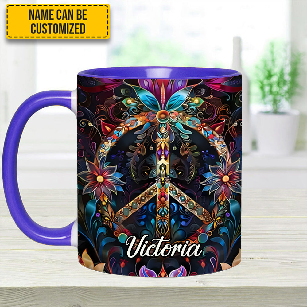 Personalized Hippie Accent Mug Peace & Love Symbol Hippie Gifts Ideas For Her - Image 13