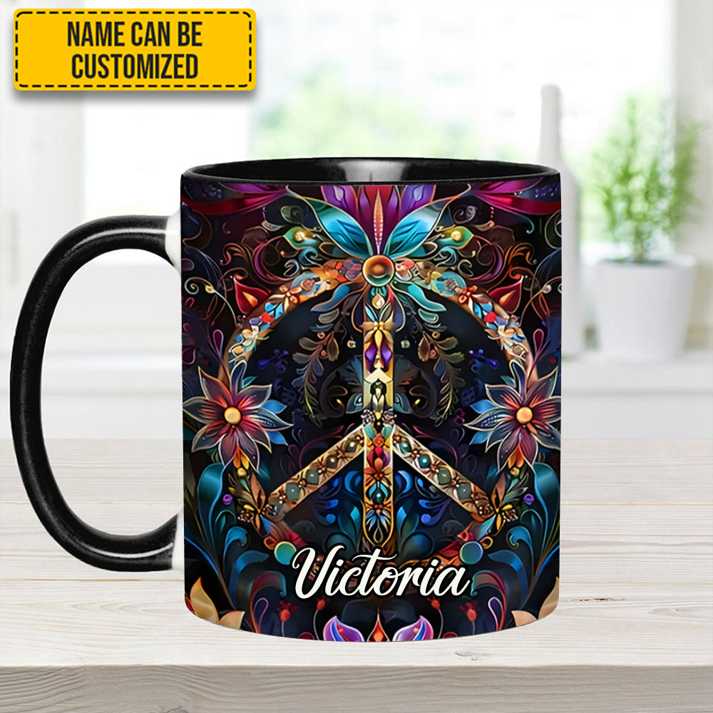 Personalized Hippie Accent Mug Peace & Love Symbol Hippie Gifts Ideas For Her - Image 5