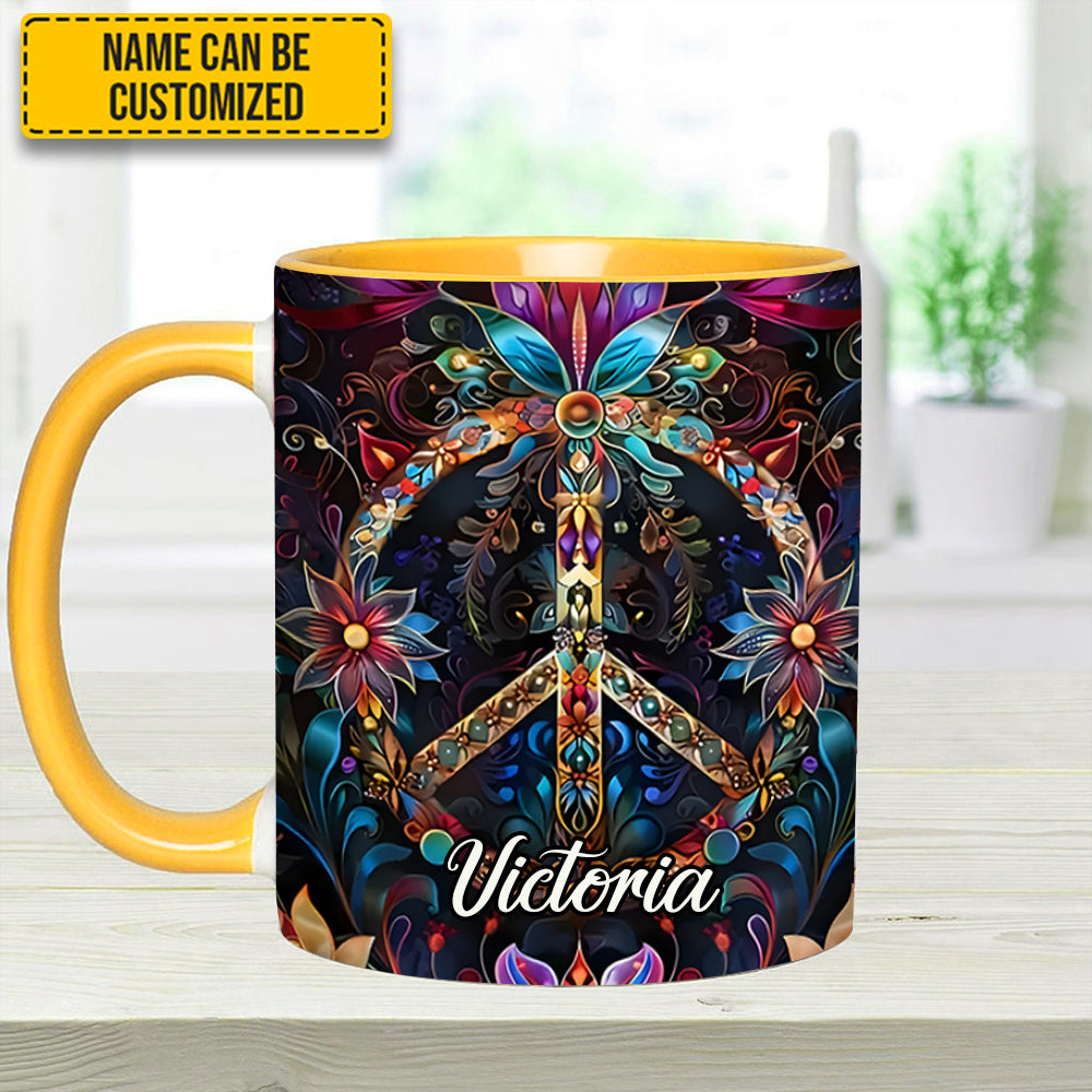 Personalized Hippie Accent Mug Peace & Love Symbol Hippie Gifts Ideas For Her - Image 12