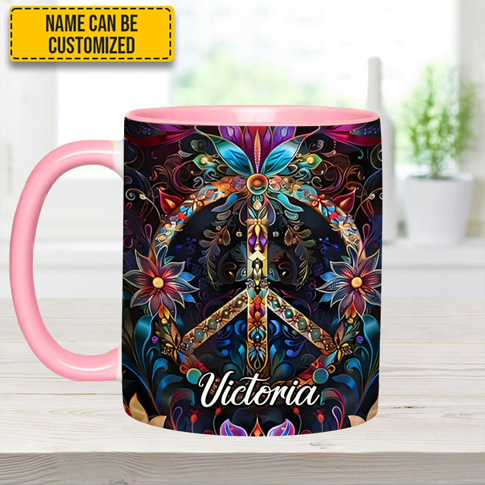 Personalized Hippie Accent Mug Peace & Love Symbol Hippie Gifts Ideas For Her - Image 11