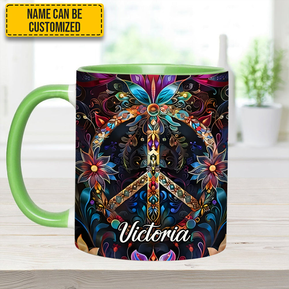 Personalized Hippie Accent Mug Peace & Love Symbol Hippie Gifts Ideas For Her - Image 7