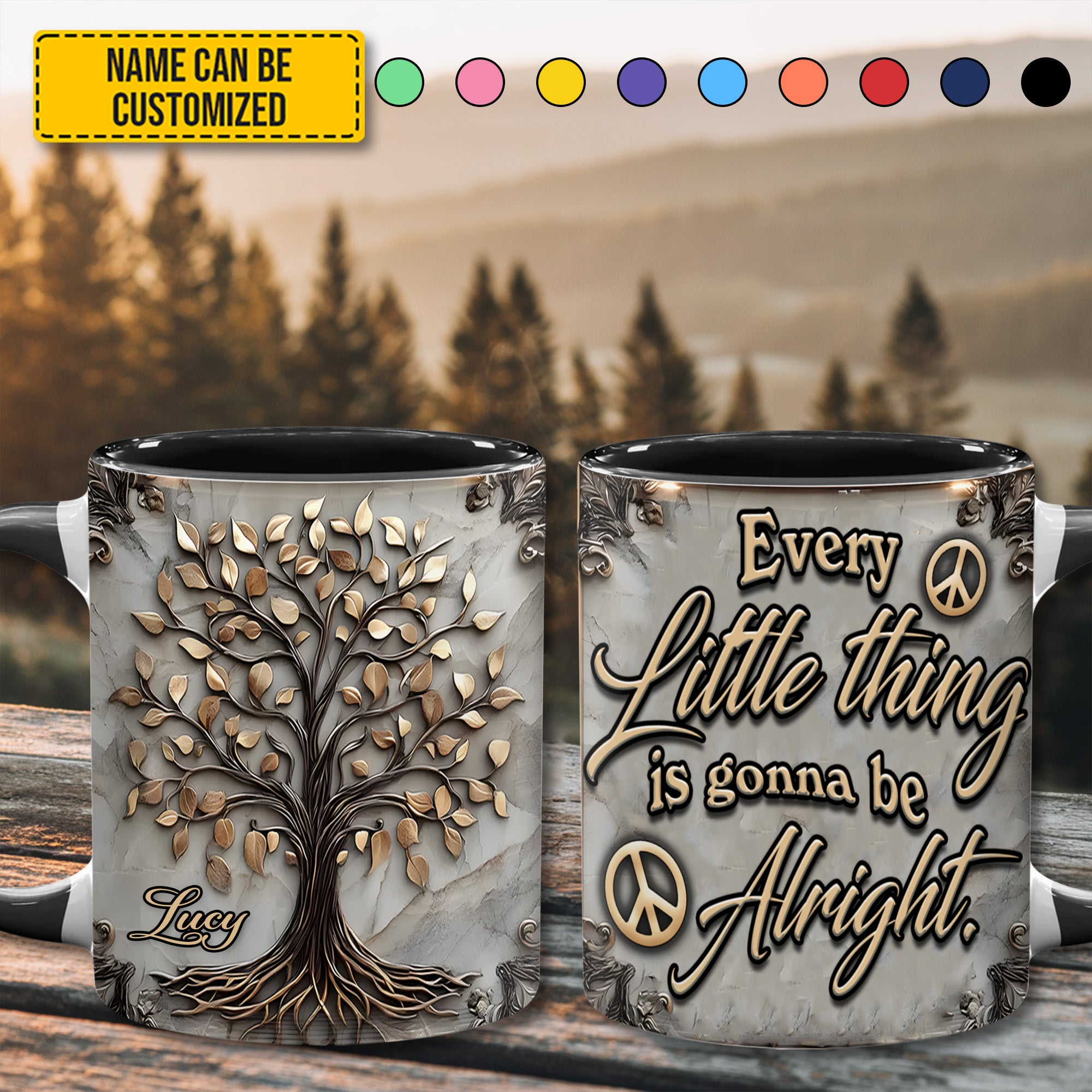 Personalized Hippie Accent Mug Tree Of Life Every Little Thing Tree Of Life Jewelry Gift - Image 2
