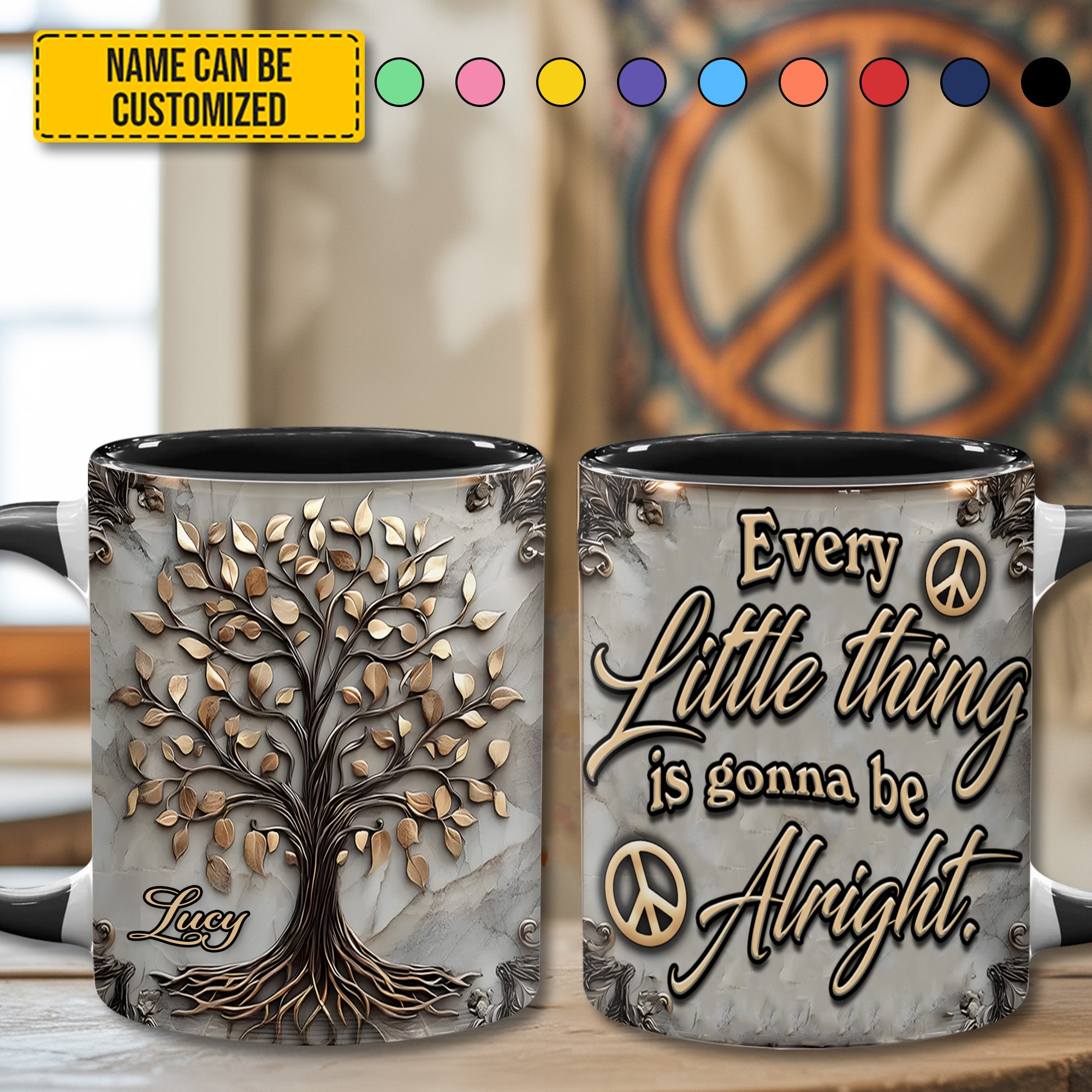 Personalized Hippie Accent Mug Tree Of Life Every Little Thing Tree Of Life Jewelry Gift - Image 3