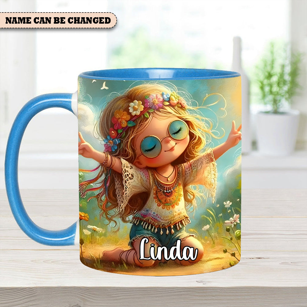 Personalized Hippie Girl Accent Mug Hippie Present Ideas - Image 7