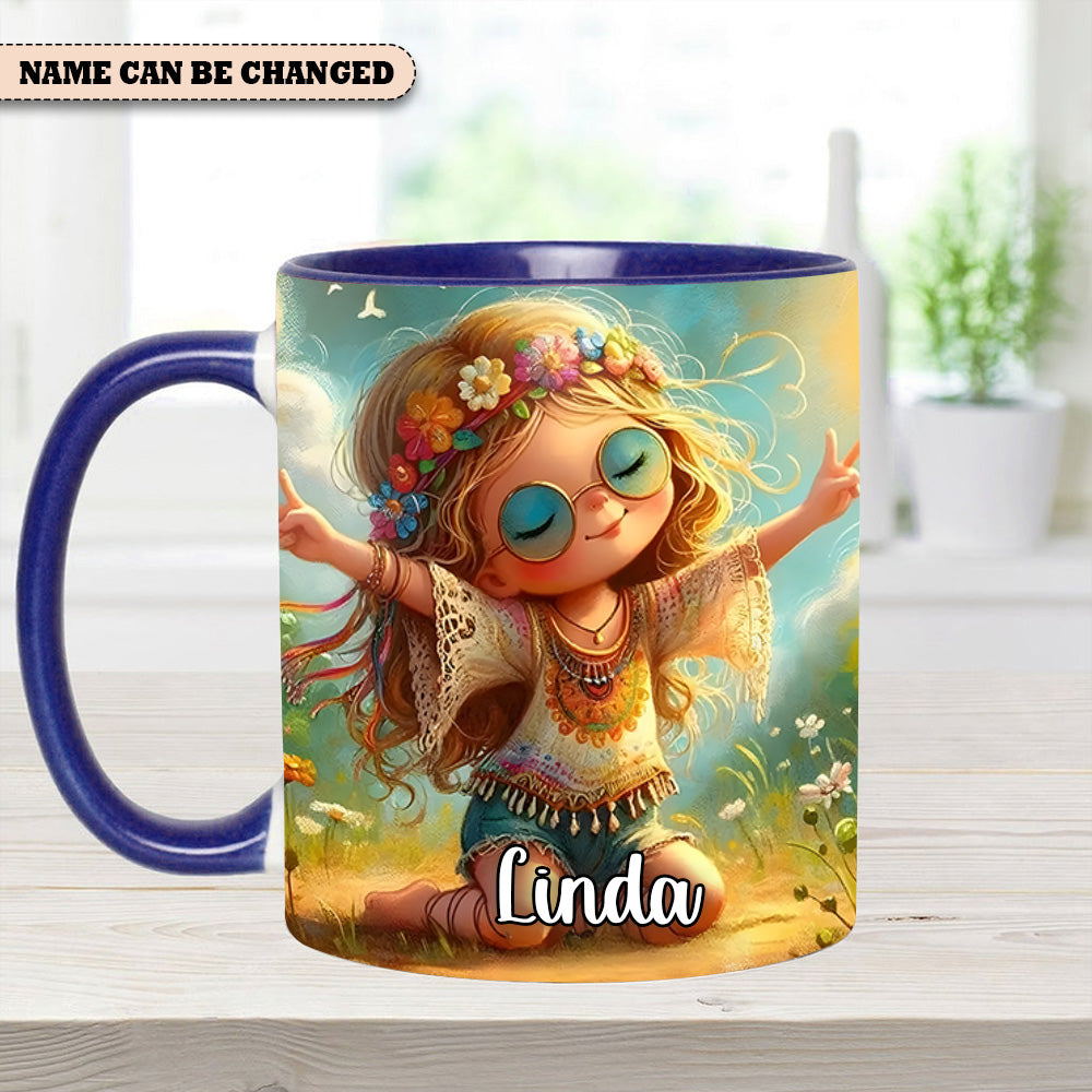 Personalized Hippie Girl Accent Mug Hippie Present Ideas - Image 11