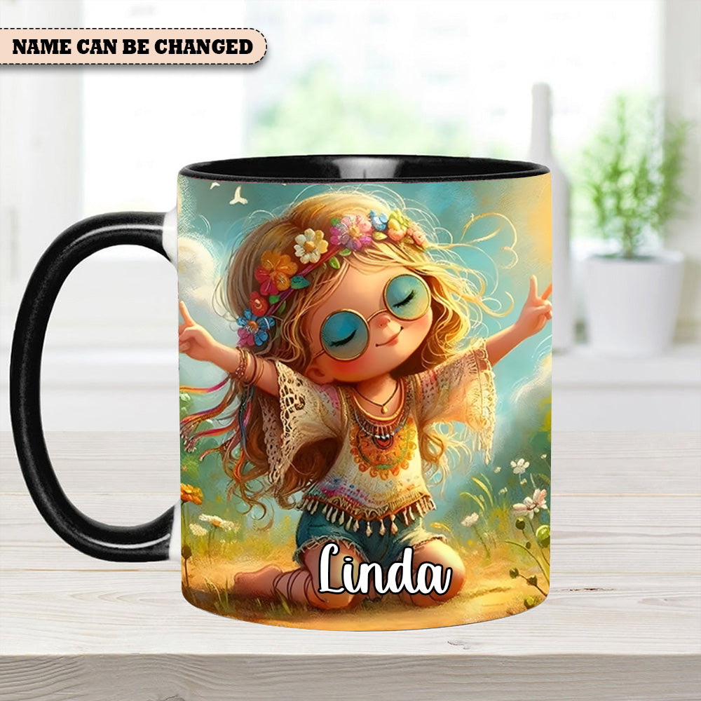 Personalized Hippie Girl Accent Mug Hippie Present Ideas - Image 9