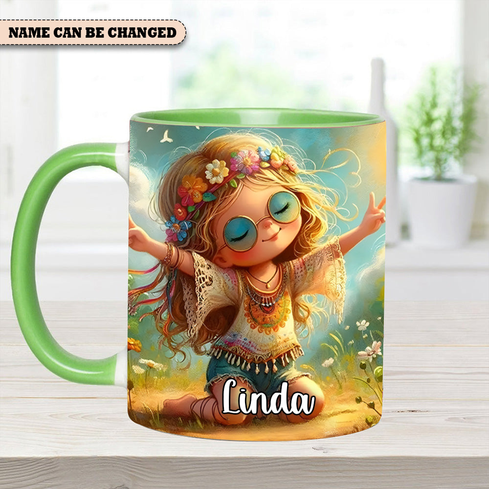 Personalized Hippie Girl Accent Mug Hippie Present Ideas - Image 10