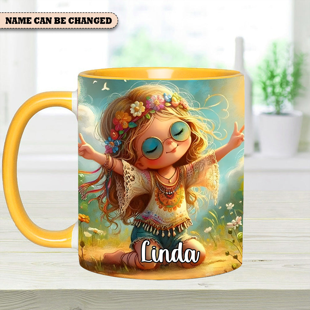 Personalized Hippie Girl Accent Mug Hippie Present Ideas - Image 14