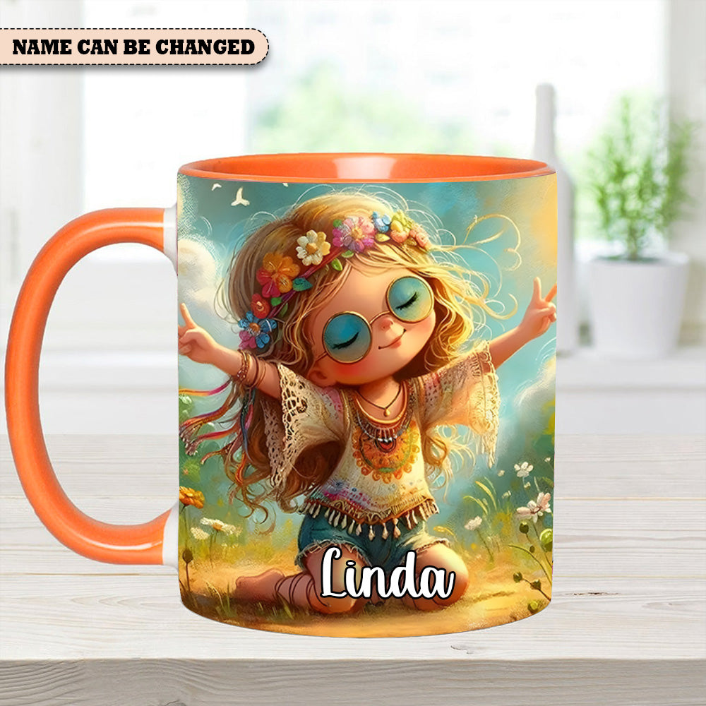 Personalized Hippie Girl Accent Mug Hippie Present Ideas - Image 12