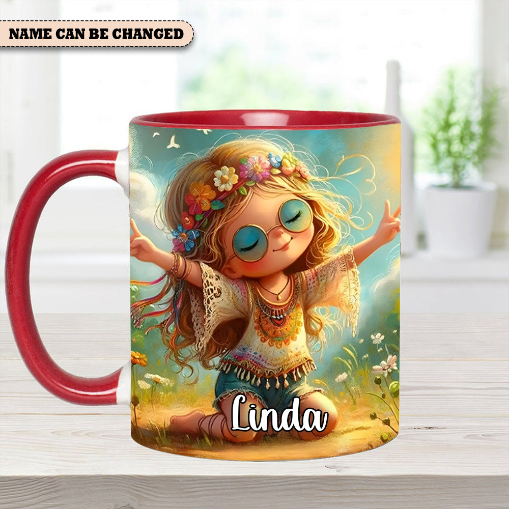 Personalized Hippie Girl Accent Mug Hippie Present Ideas - Image 8