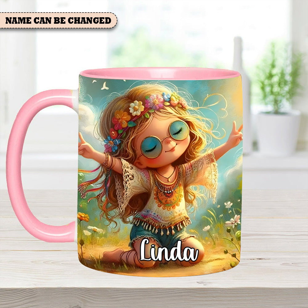 Personalized Hippie Girl Accent Mug Hippie Present Ideas - Image 13