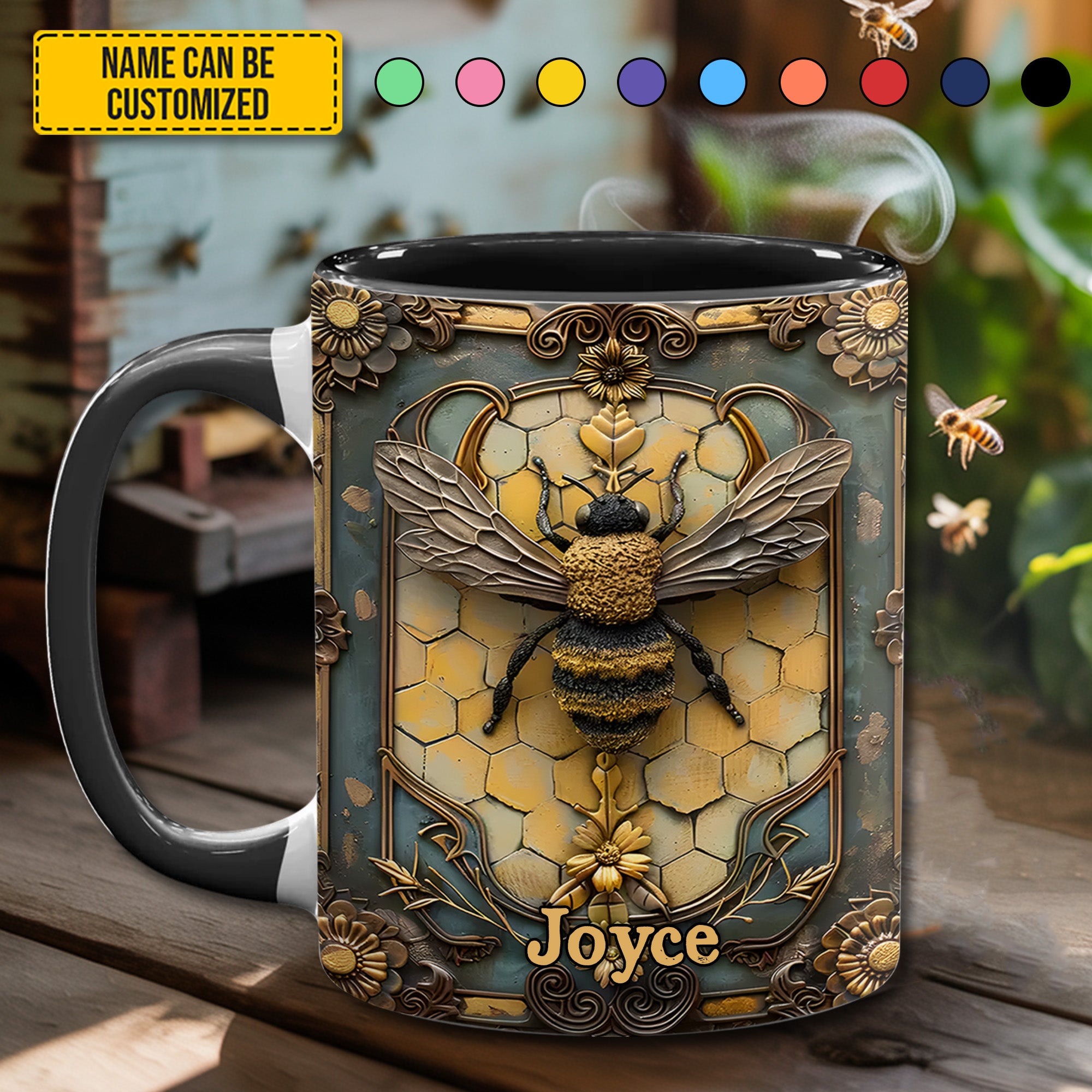 Personalized Honey Bee Accent Mug Best Bee Gifts For Women - Image 2