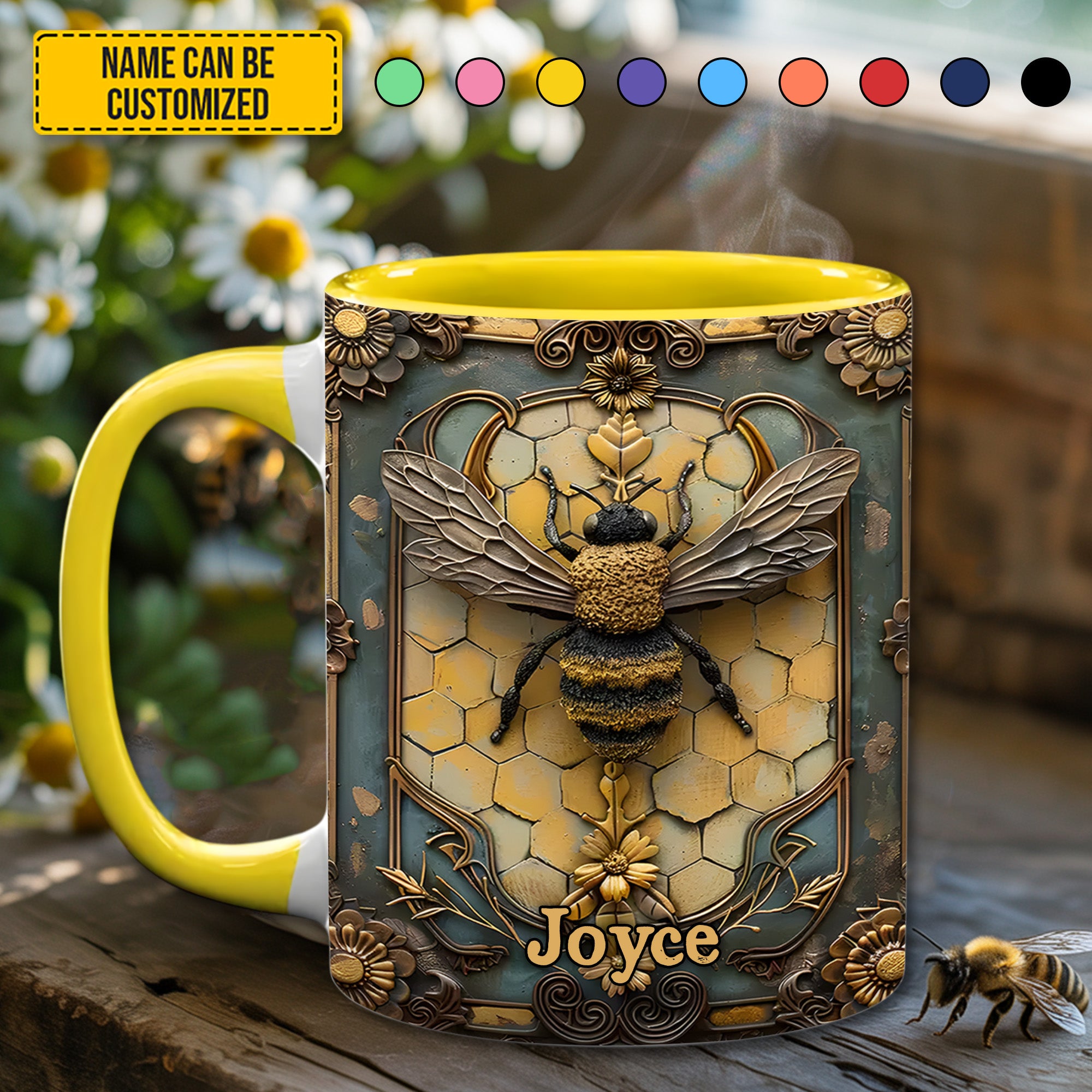Personalized Honey Bee Accent Mug Best Bee Gifts For Women - Image 3