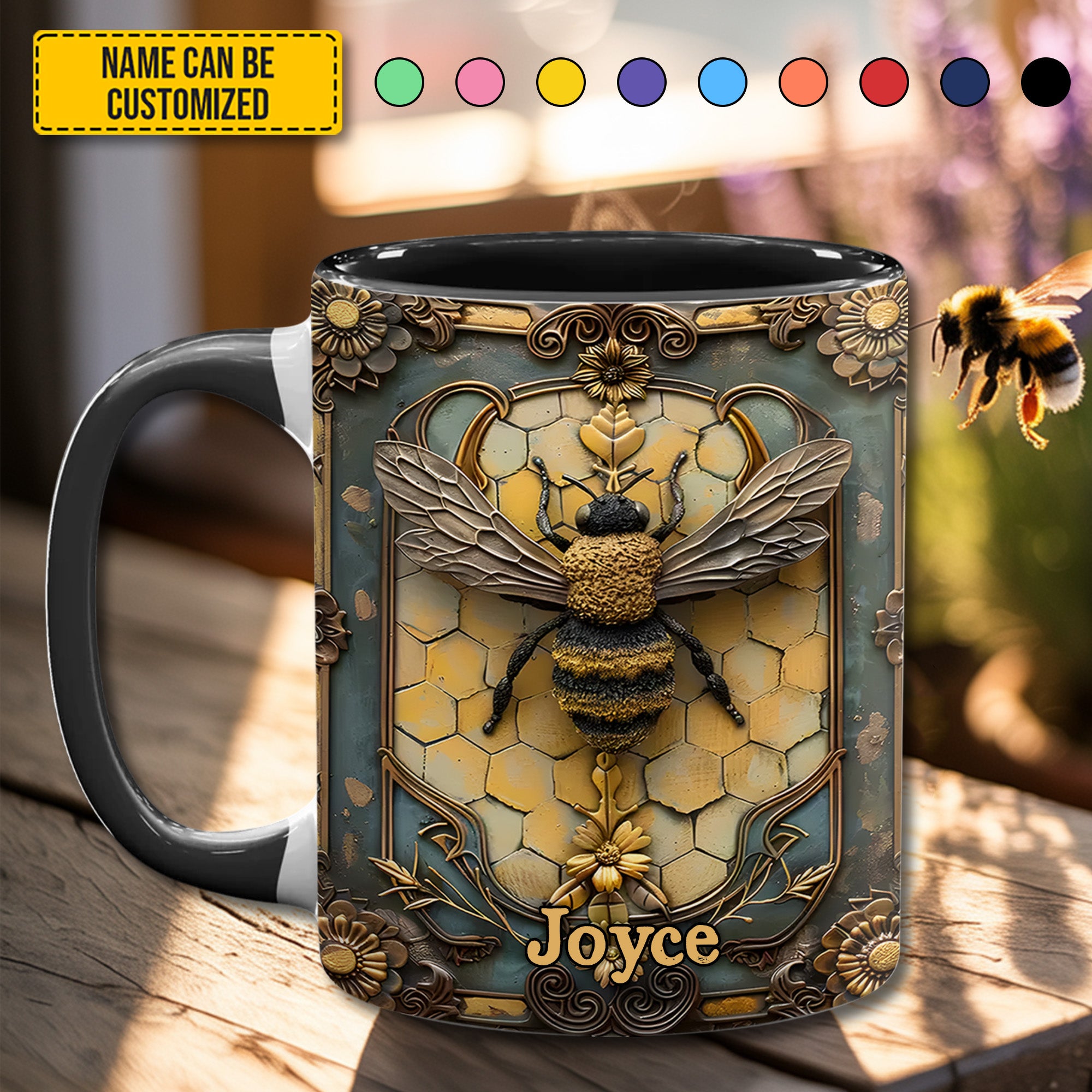 Personalized Honey Bee Accent Mug Best Bee Gifts For Women - Image 4