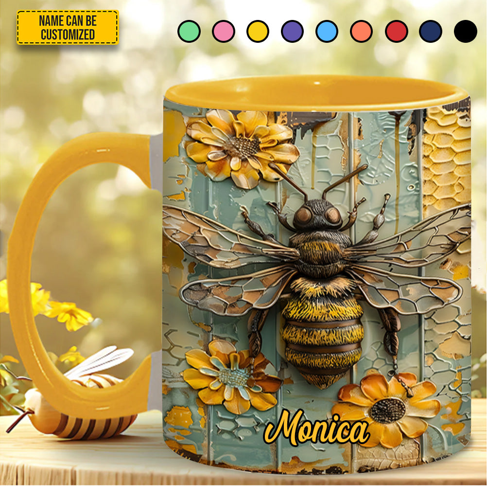 Personalized Honeybee Flowers Accent Mug Present Ideas For Bee Lovers - Image 2