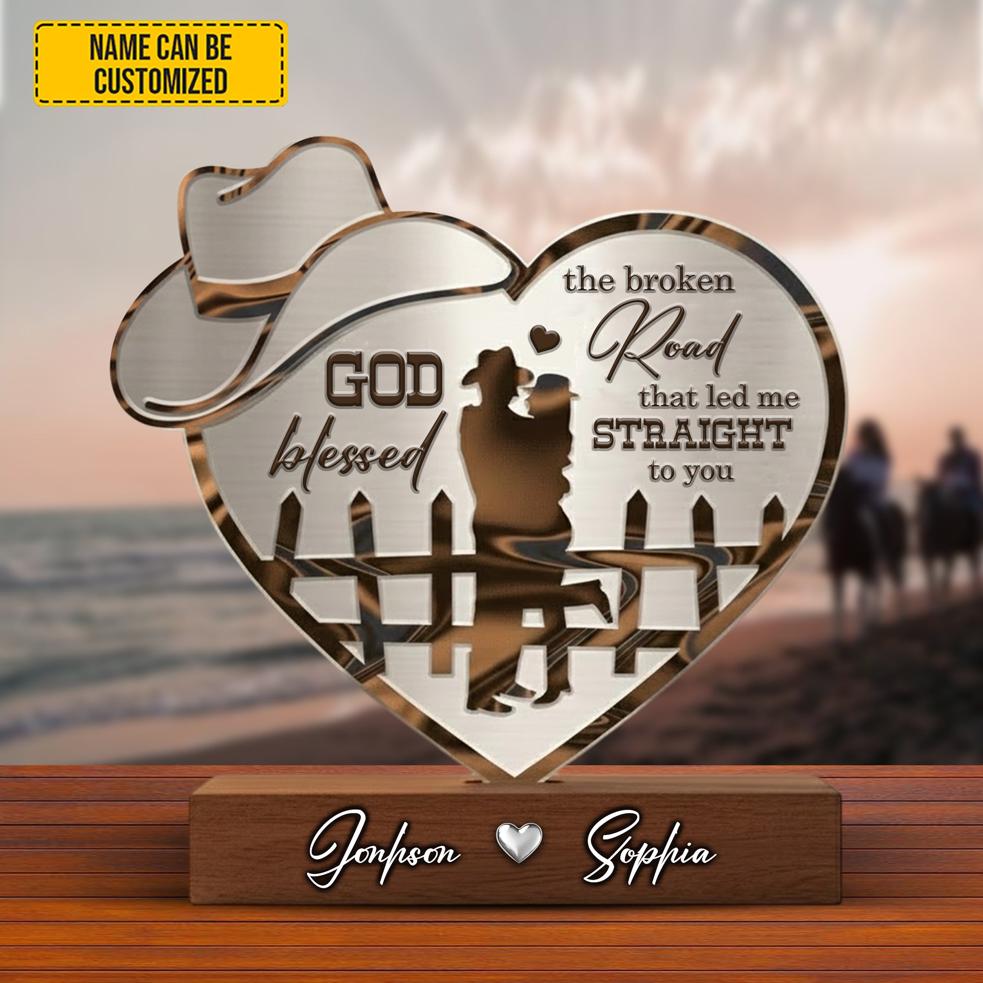 Personalized Horse Couple Acrylic Plaque God Blessed The Broken Road Good Engagement Gifts - Image 3