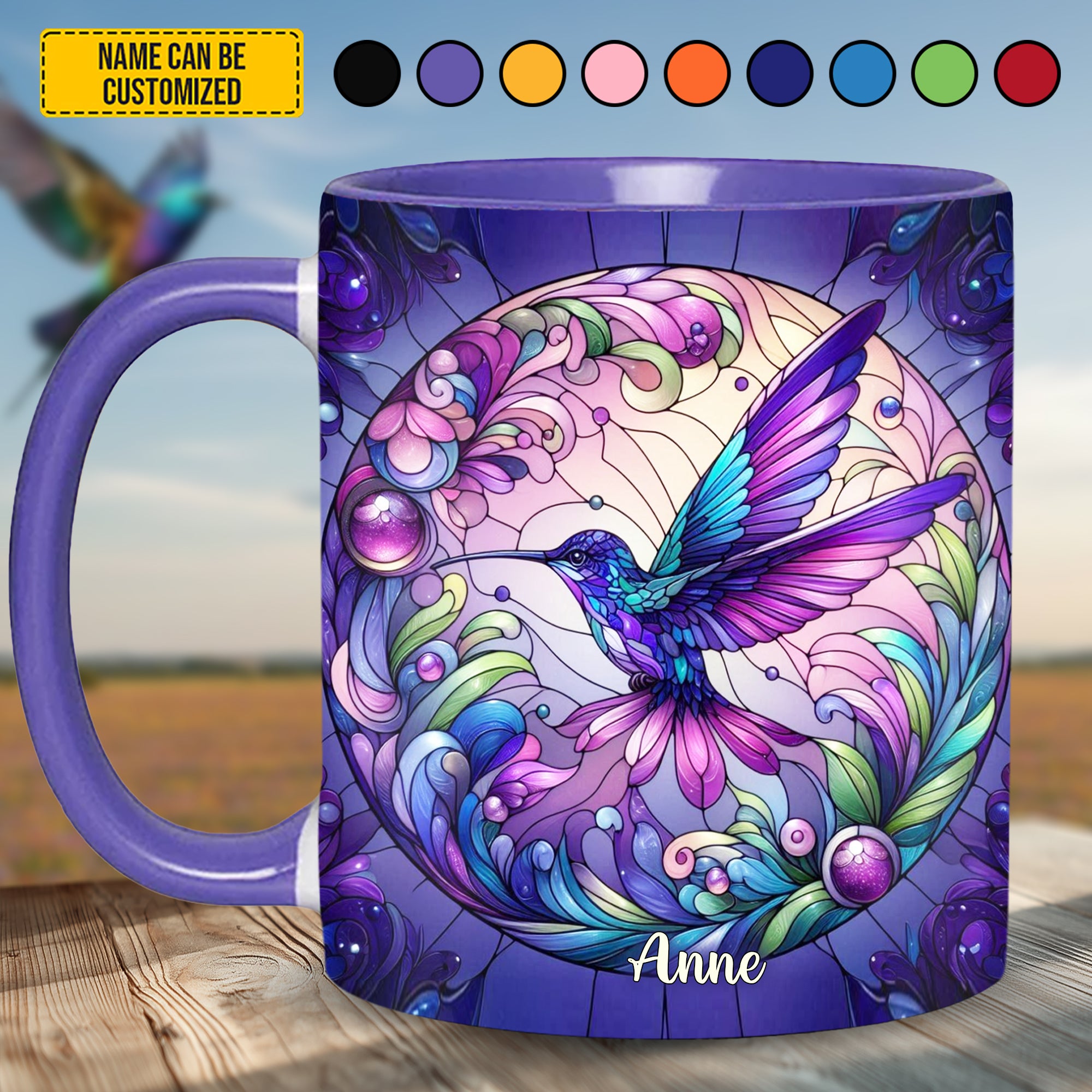 Personalized Hummingbird Accent Mug Colorful Hummingbird Hummingbird Mother'S Day Gifts - Image 2