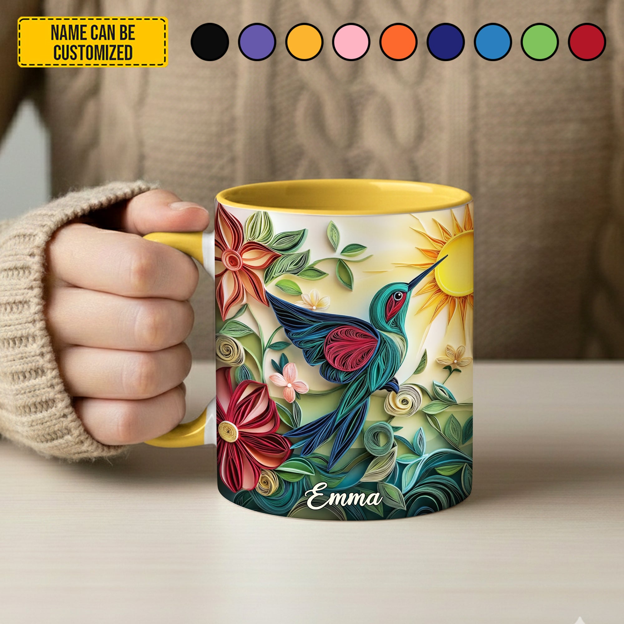 Personalized Hummingbird Accent Mug Hummingbird & Flowers Best Gifts For Hummingbird Lovers - Image 4