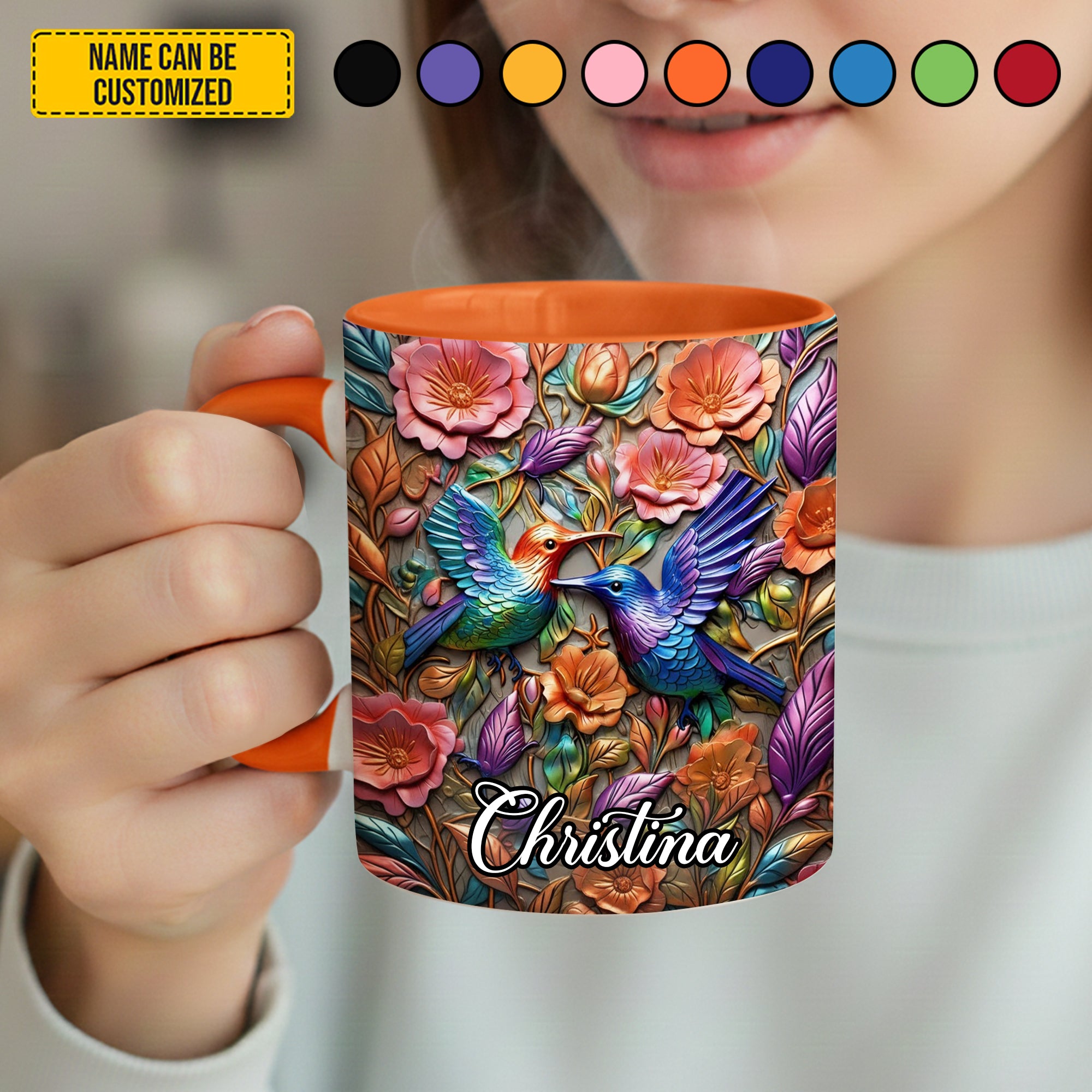 Personalized Hummingbird Accent Mug Hummingbird Flowers Hummingbird Gifts For Grandma - Image 3