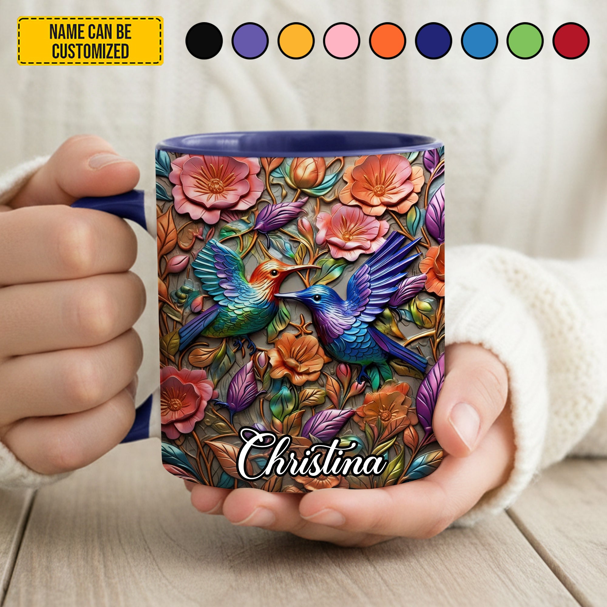 Personalized Hummingbird Accent Mug Hummingbird Flowers Hummingbird Gifts For Grandma - Image 4