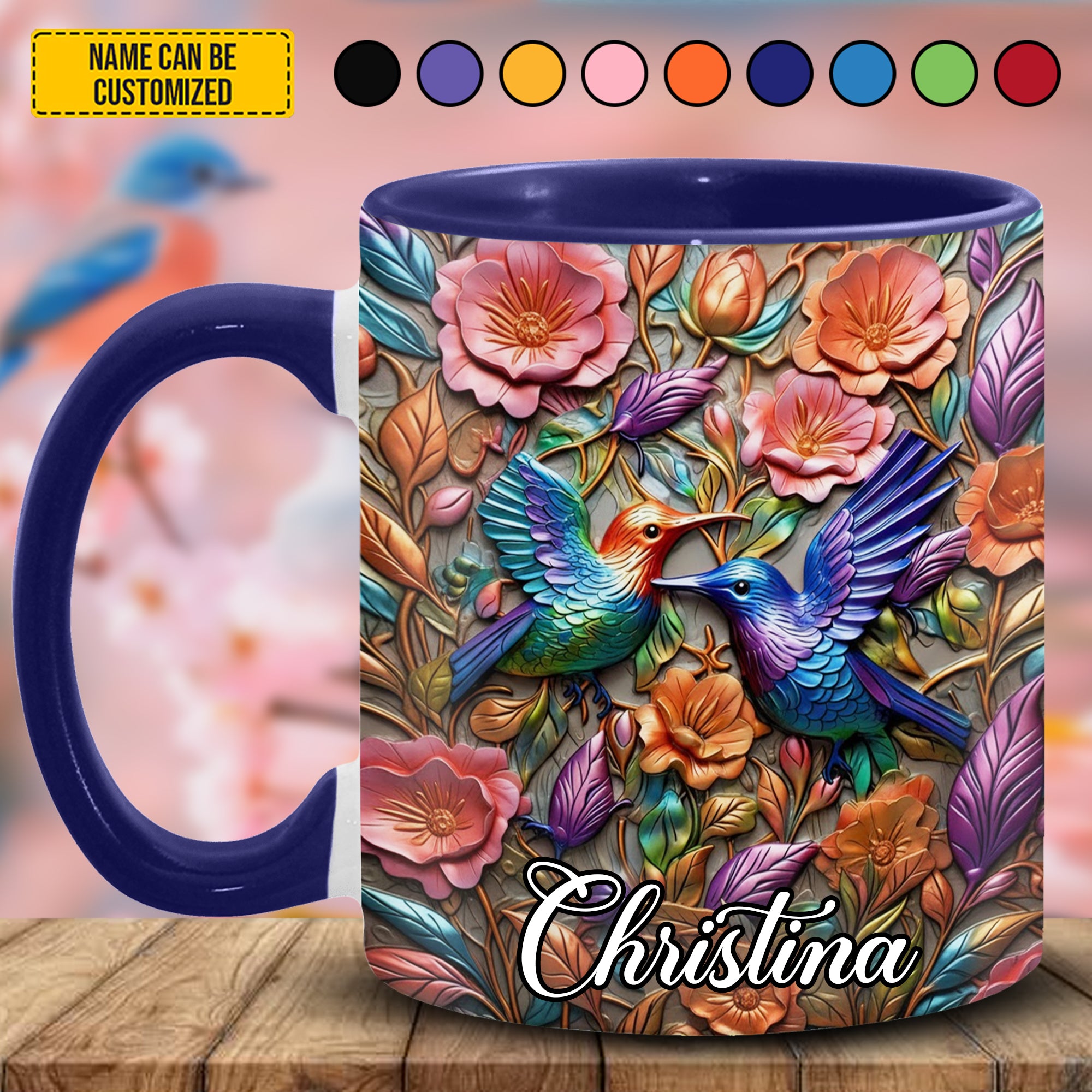 Personalized Hummingbird Accent Mug Hummingbird Flowers Hummingbird Gifts For Grandma - Image 5