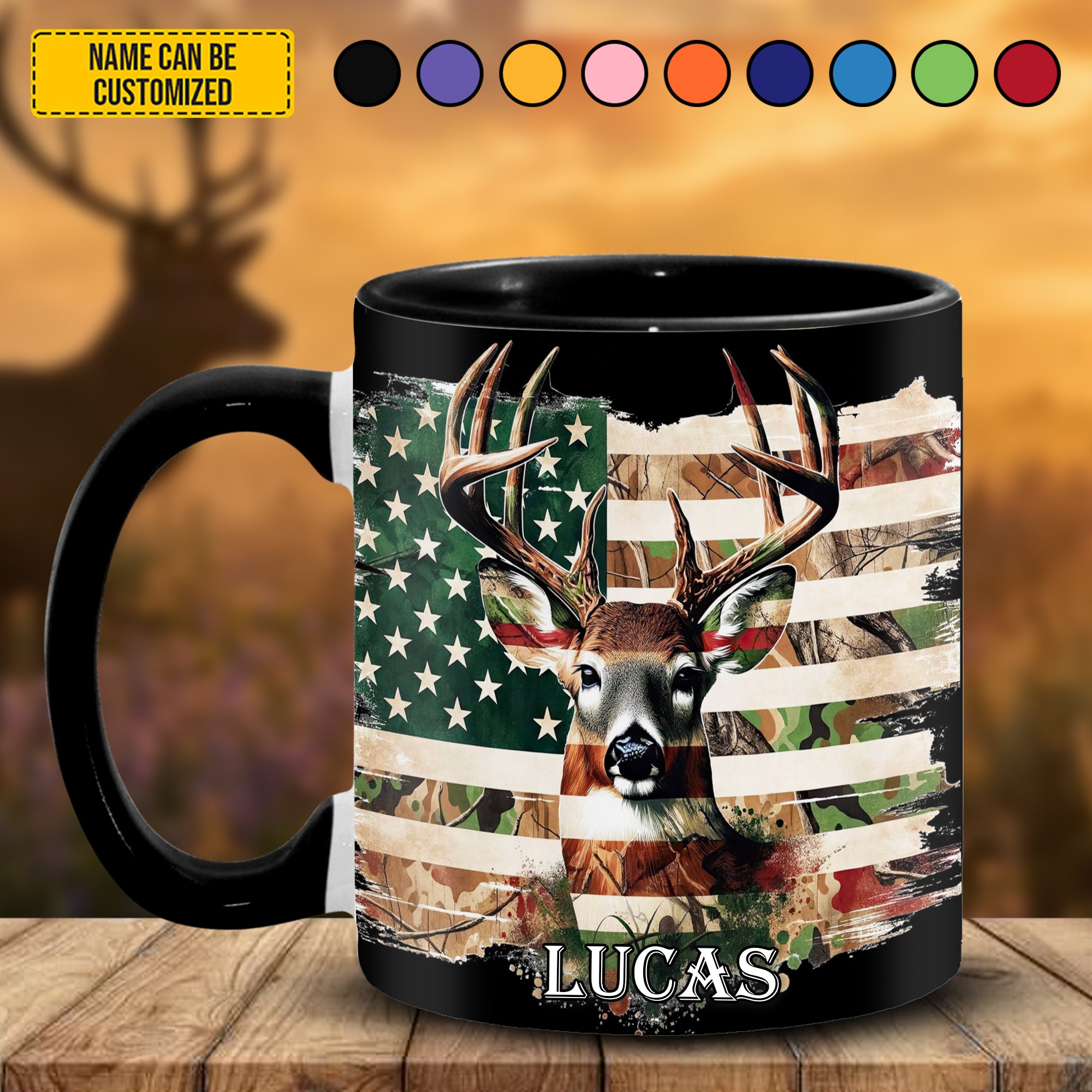 Personalized Hunting Accent Mug Deer Hunting American Flag Birthday Presents For Deer Hunters - Image 3