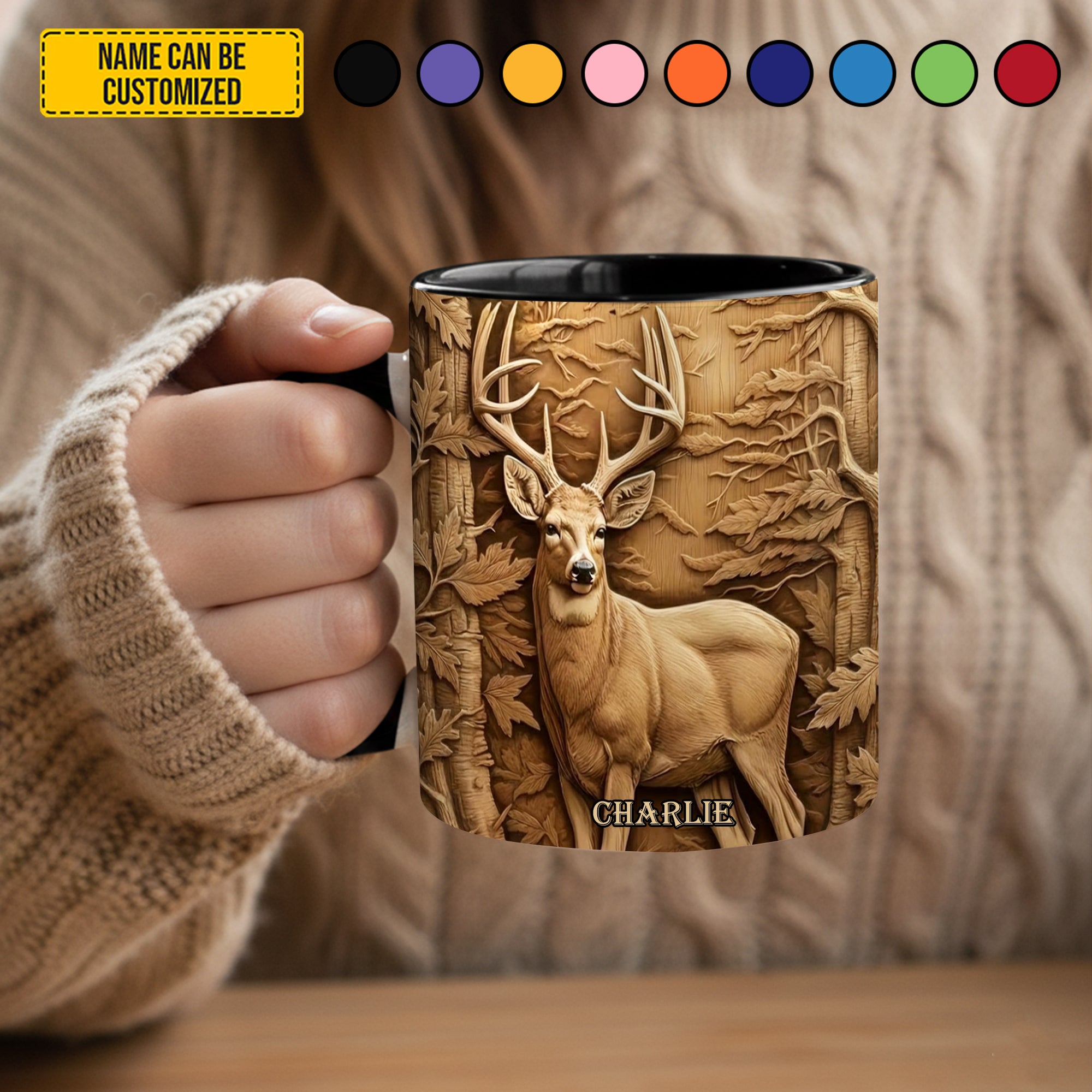 Personalized Hunting Accent Mug Deer Hunting In Forest Cool Gifts For Deer Hunters - Image 4