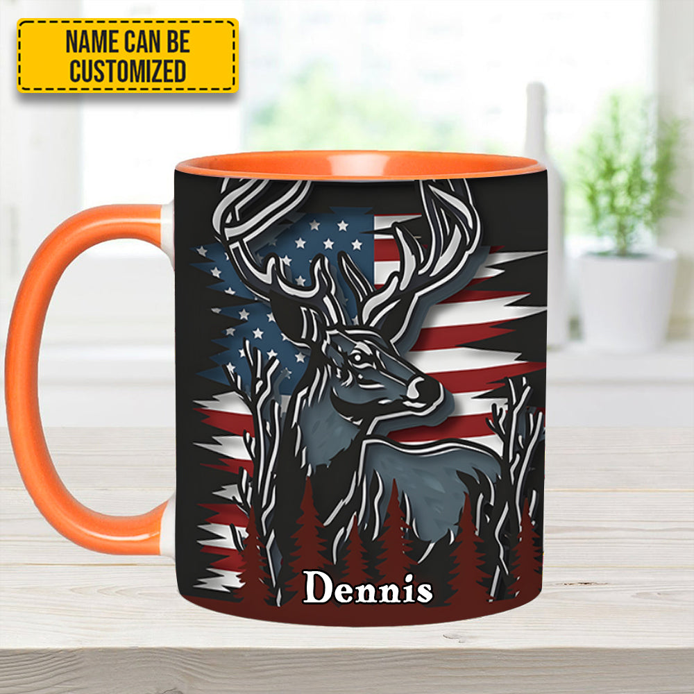 Personalized Hunting Accent Mug Deer USA Flag Deer Hunters Gifts For Husband - Image 12