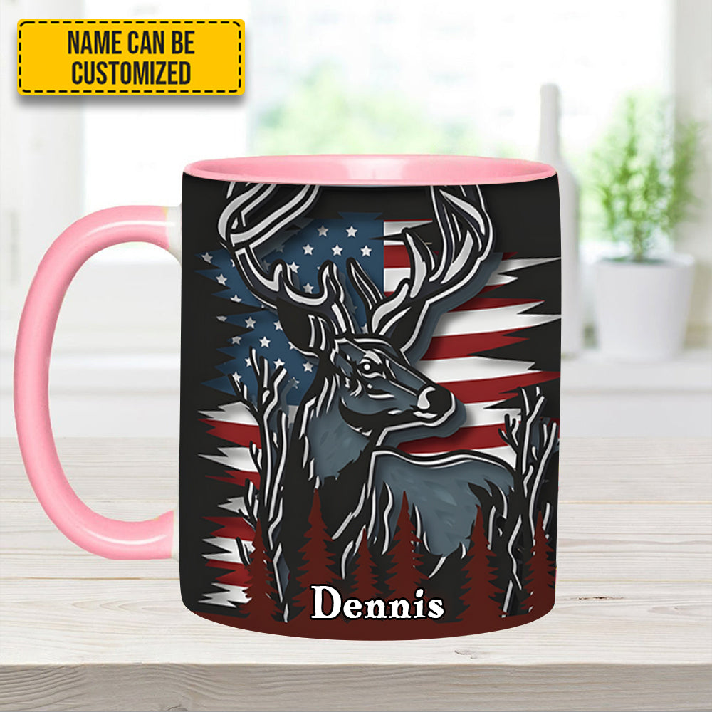 Personalized Hunting Accent Mug Deer USA Flag Deer Hunters Gifts For Husband - Image 13