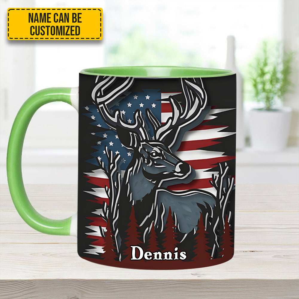Personalized Hunting Accent Mug Deer USA Flag Deer Hunters Gifts For Husband - Image 8