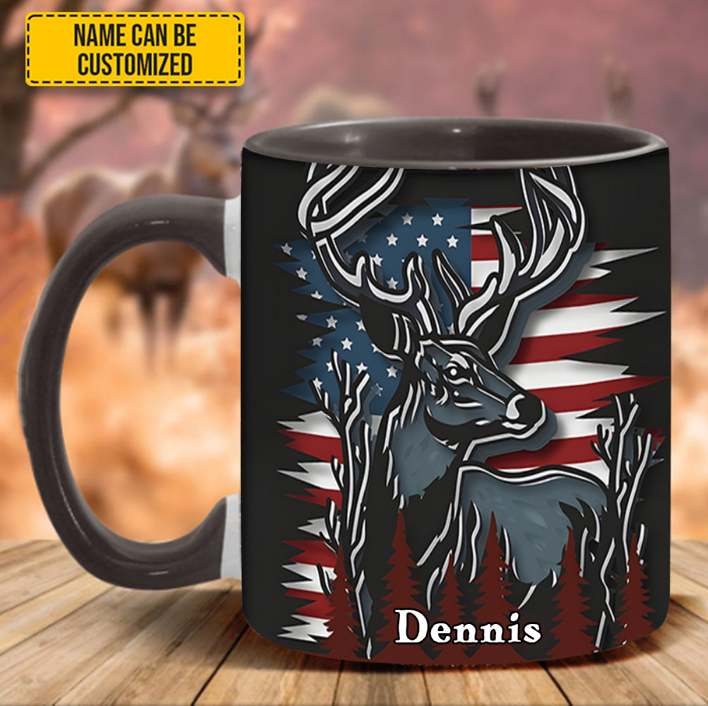 Personalized Hunting Accent Mug Deer USA Flag Deer Hunters Gifts For Husband - Image 6