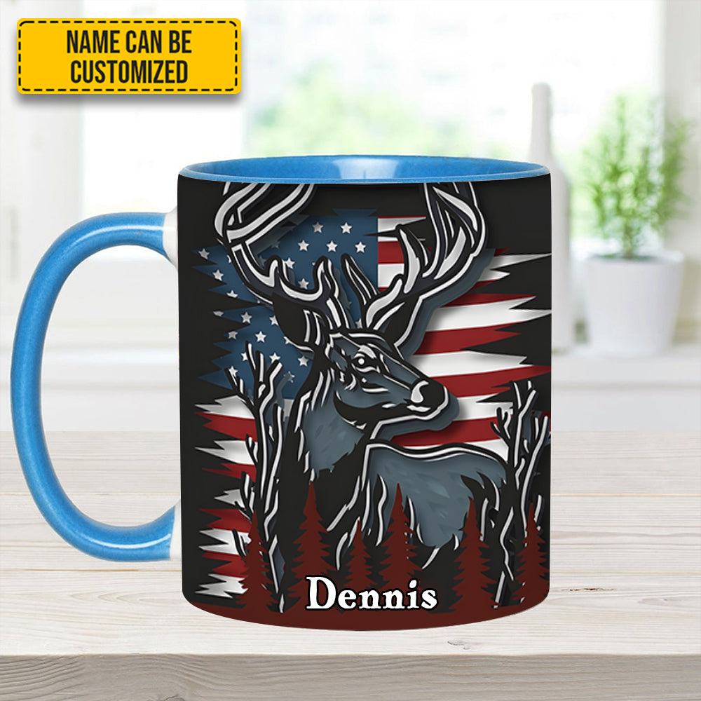 Personalized Hunting Accent Mug Deer USA Flag Deer Hunters Gifts For Husband - Image 9