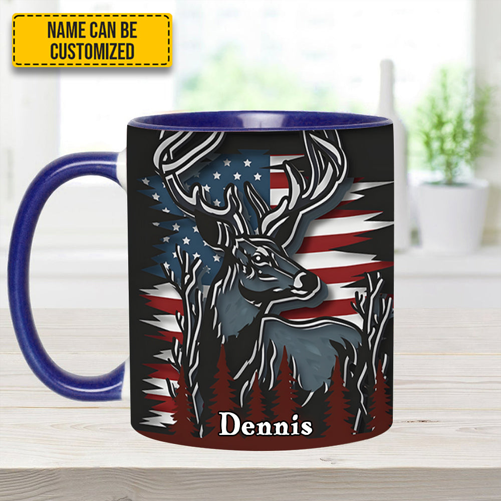 Personalized Hunting Accent Mug Deer USA Flag Deer Hunters Gifts For Husband - Image 11