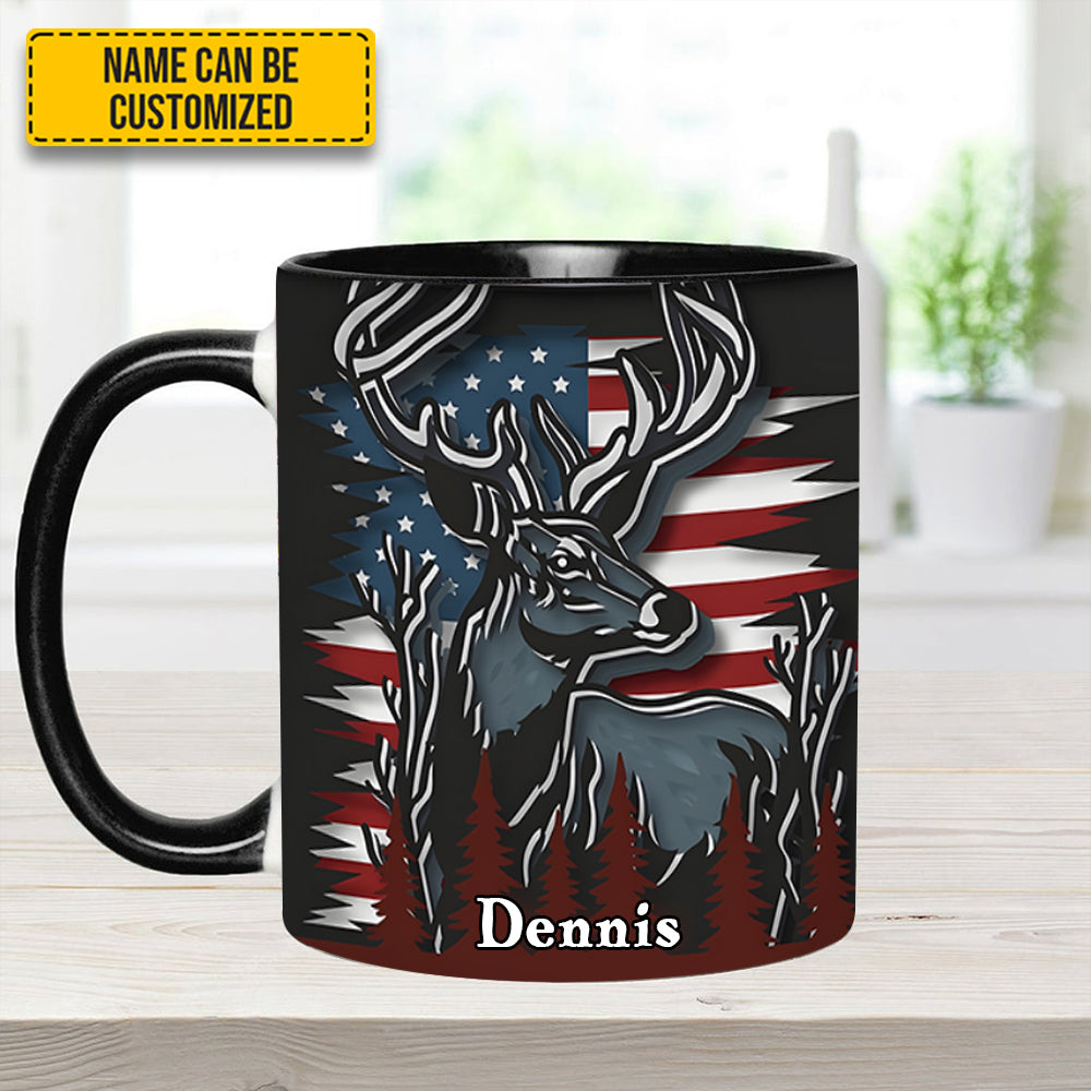 Personalized Hunting Accent Mug Deer USA Flag Deer Hunters Gifts For Husband - Image 5