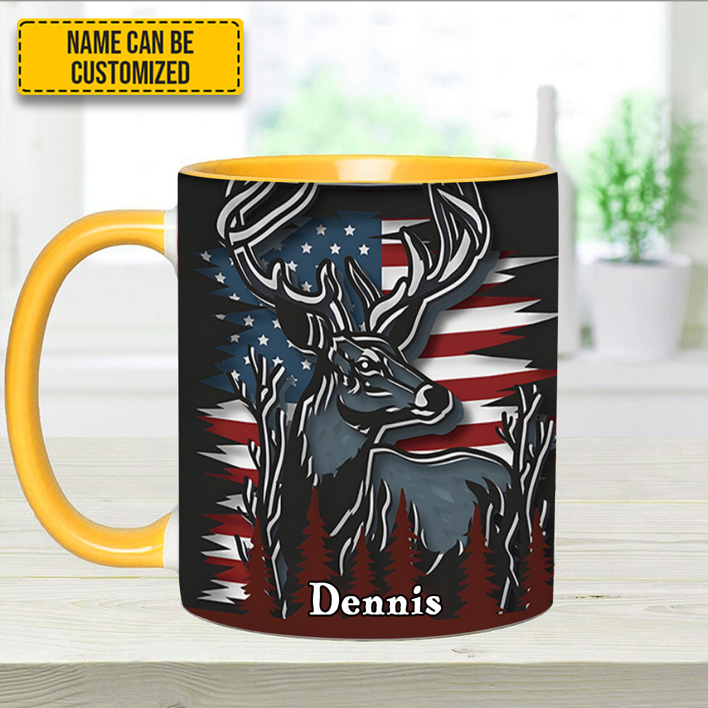 Personalized Hunting Accent Mug Deer USA Flag Deer Hunters Gifts For Husband - Image 14
