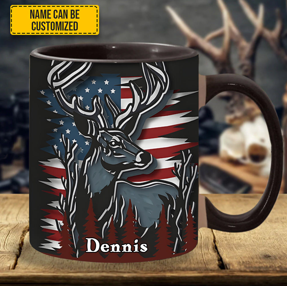 Personalized Hunting Accent Mug Deer USA Flag Deer Hunters Gifts For Husband - Image 2
