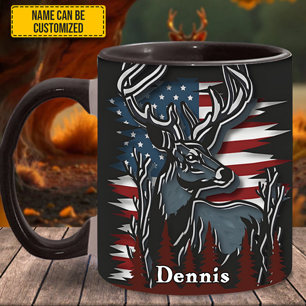 Personalized Hunting Accent Mug Deer USA Flag Deer Hunters Gifts For Husband - Image 3