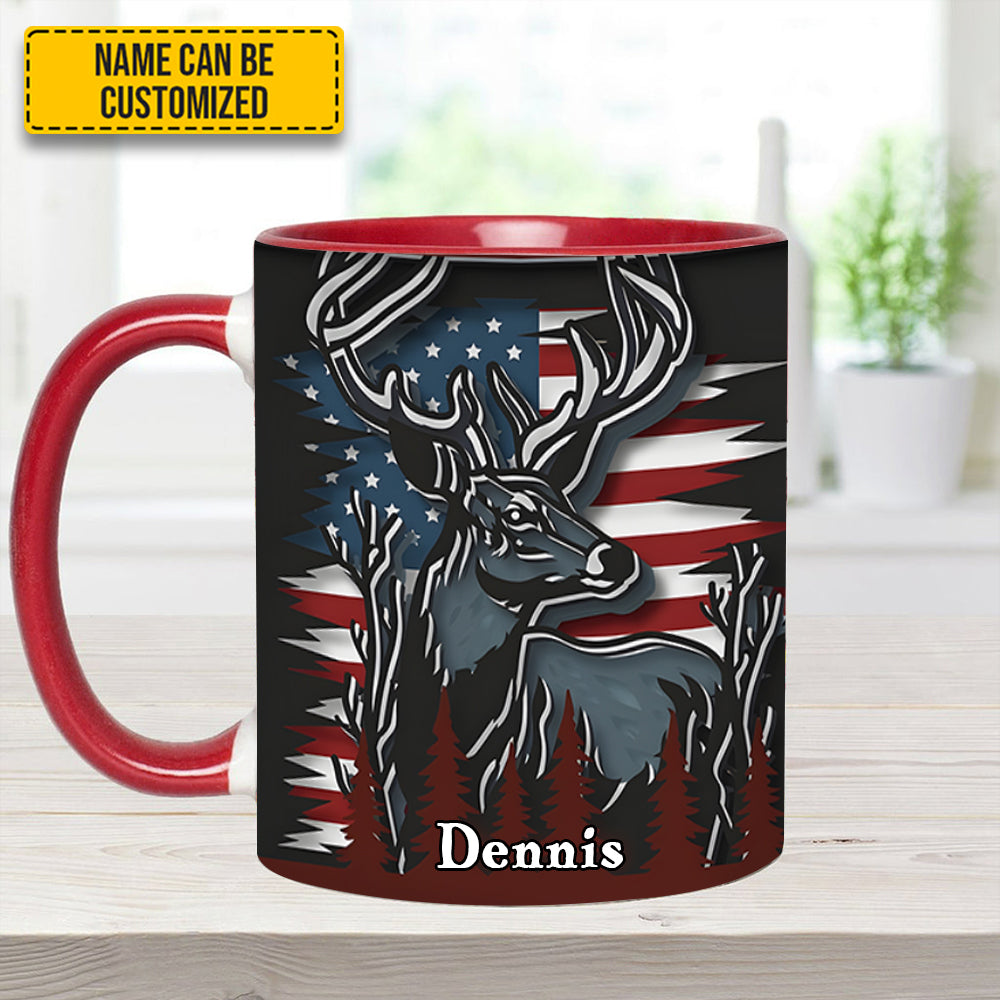 Personalized Hunting Accent Mug Deer USA Flag Deer Hunters Gifts For Husband - Image 7