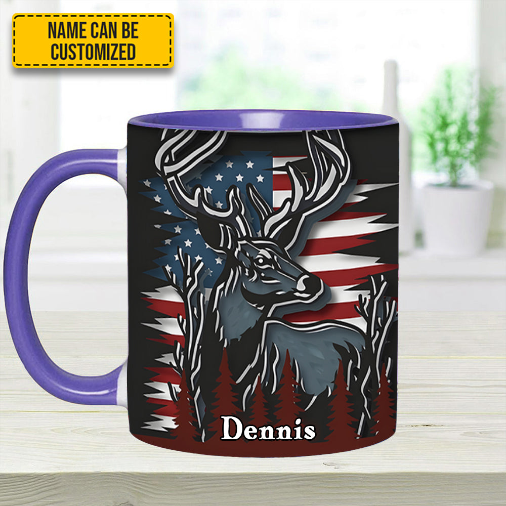Personalized Hunting Accent Mug Deer USA Flag Deer Hunters Gifts For Husband - Image 10