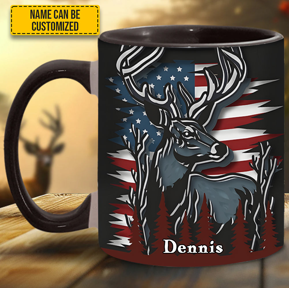 Personalized Hunting Accent Mug Deer USA Flag Deer Hunters Gifts For Husband