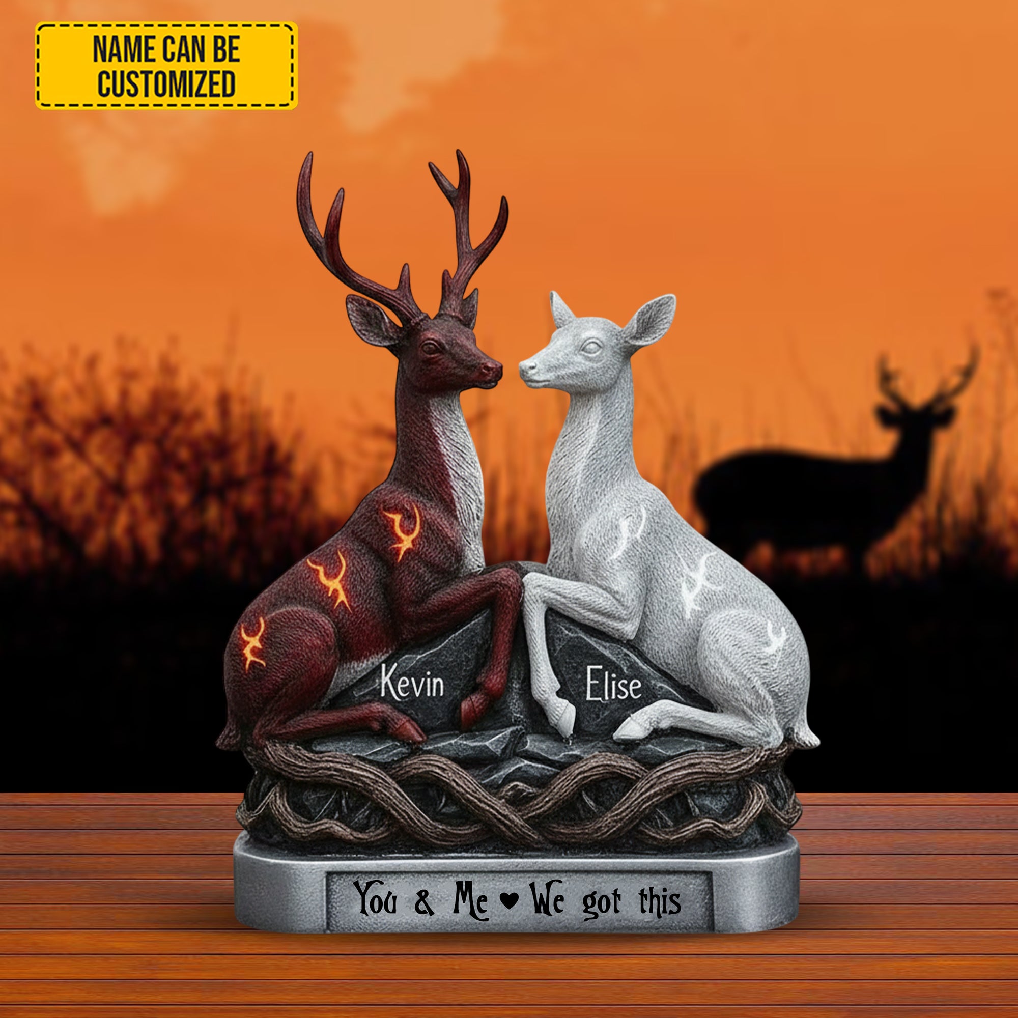 Personalized Hunting Couple Acrylic Plaque You & Me Deer Heart Gift Items For Wedding Couple - Image 3