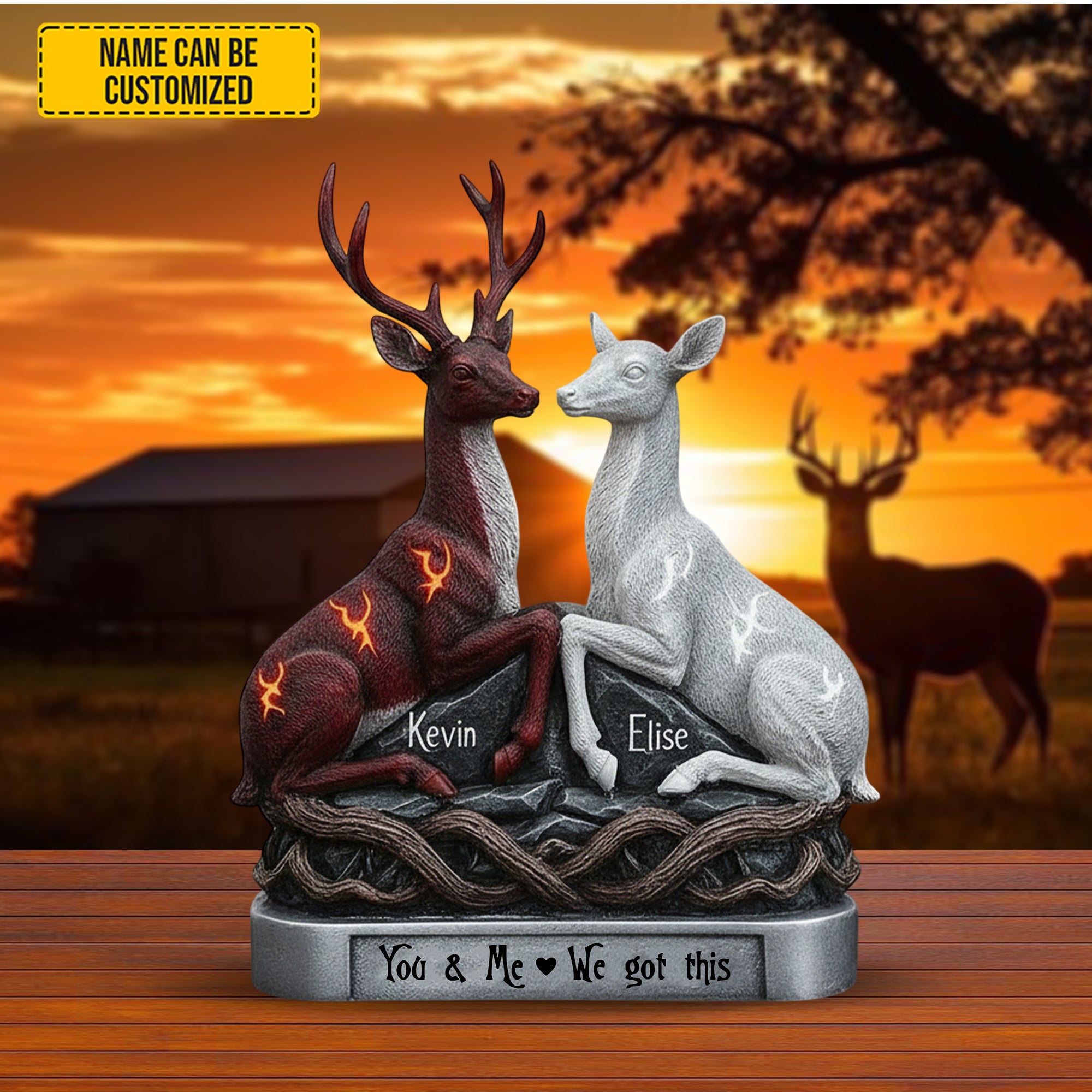 Personalized Hunting Couple Acrylic Plaque You & Me Deer Heart Gift Items For Wedding Couple