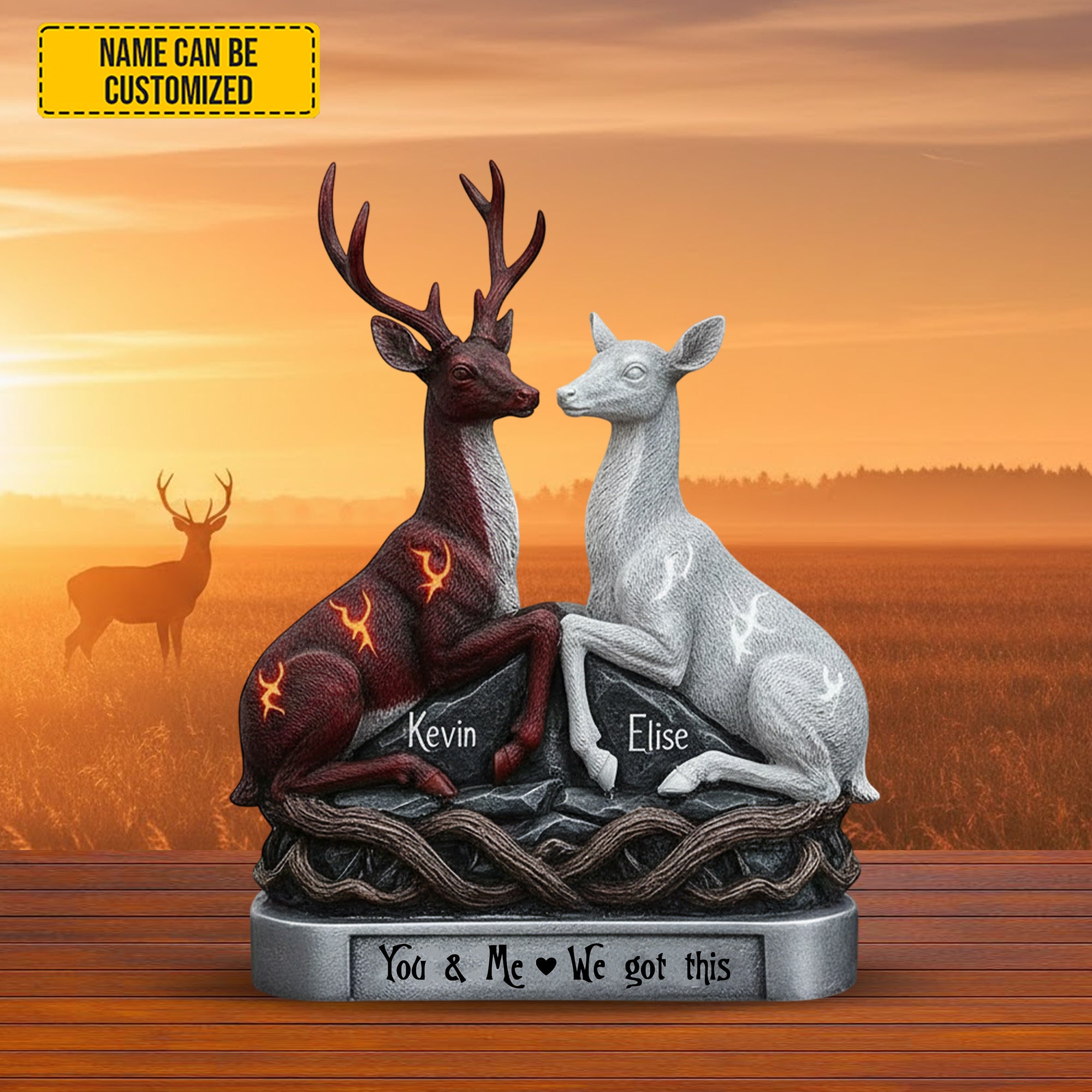 Personalized Hunting Couple Acrylic Plaque You & Me Deer Heart Gift Items For Wedding Couple - Image 2